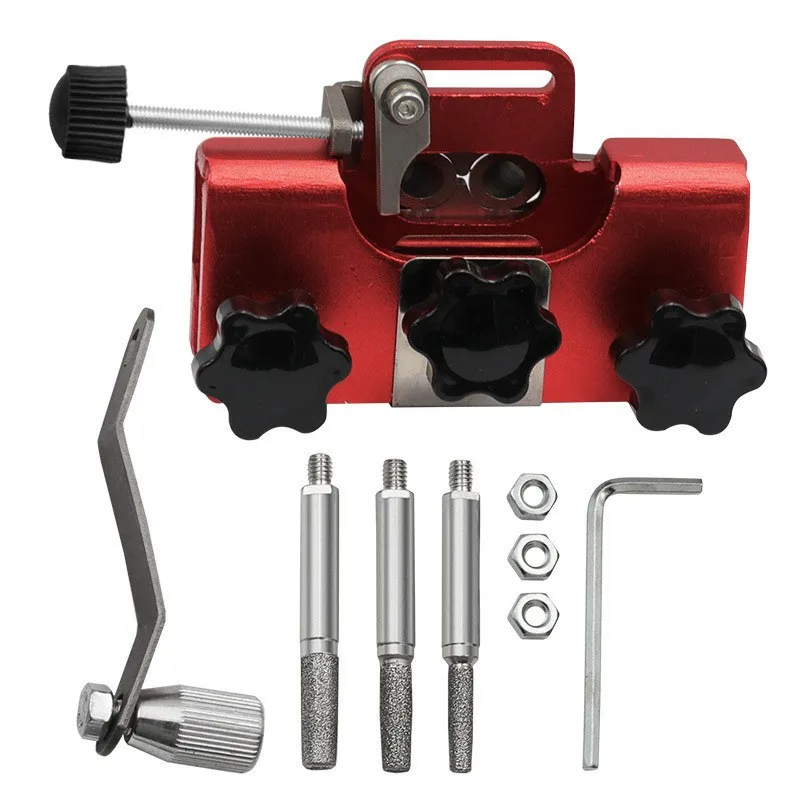 Hand Crank Chainsaw Sharpener Portable 3 Grinding Heads Manual Chain Grinder for Garden Saw Electric Free Sharpening