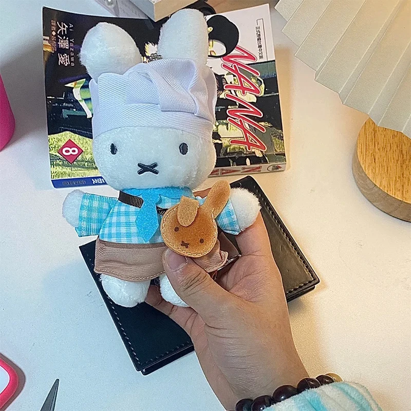 Pendentif en peluche Miffy Kawaii, série de cuisine, jouet en peluche, accessoires de sac à dos, poupée en peluche mignonne, porte-clés Dopamine, cadeaux