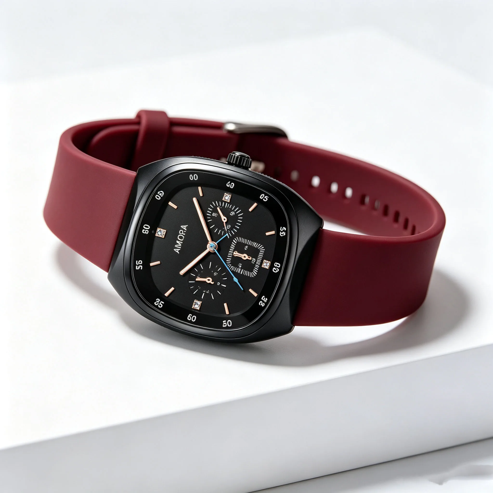 Square quartz elegant business women's and men's silicone strap watch - suitable for fashionable office, travel and outing timep