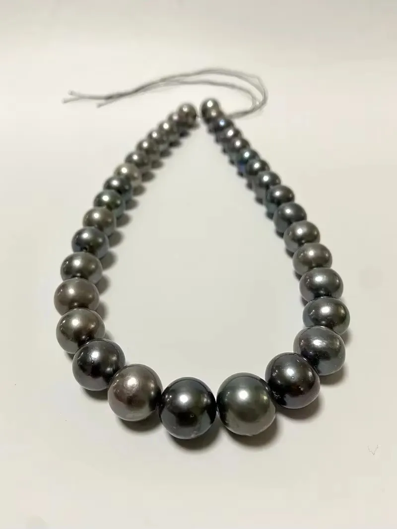 

12-14mm Pearls Necklace for Women Round Black Gray Peacock Beads Wedding Party Jewelry Gifts Pendnat 925 Silver Clasp