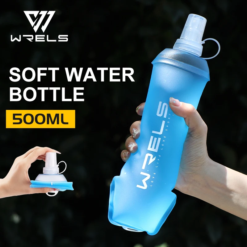 WRELS Foldable Silicone Soft Flask Water Bottle for Outdoor Sport  Running Camping Folding TPU Soft Flask Water Bag BPA Free