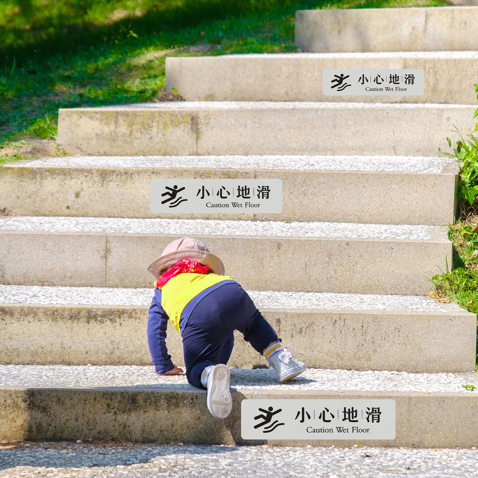 

4Pcs Safety Warning Sticker Bright Caution Sign Wet Floor Non Slip Adhesive Floor Decal Public Place Sign for Office School