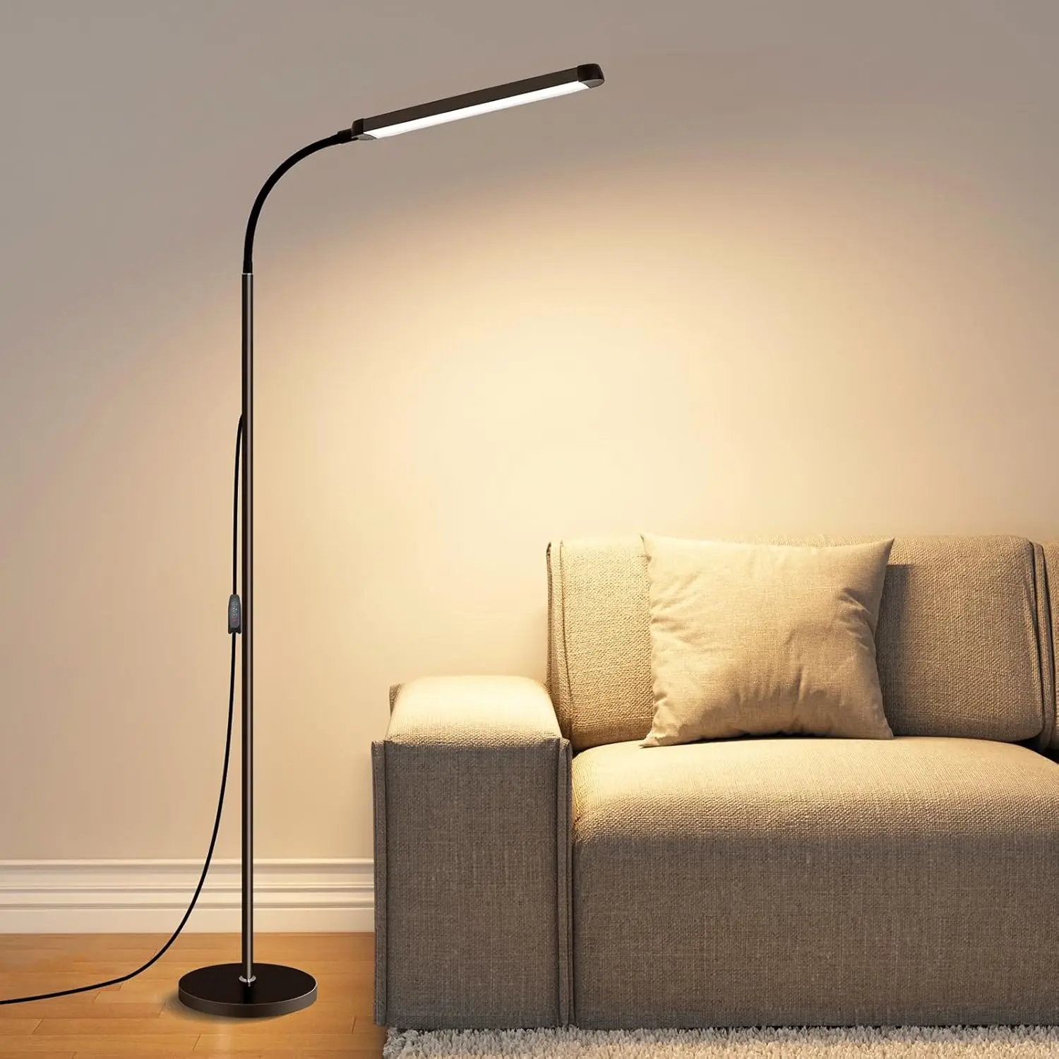 

LED Floor Lamp Super Bright Floor Lamp Stepless Colors Brightness Gooseneck Standing Lamp Eye Caring Reading Light For Office