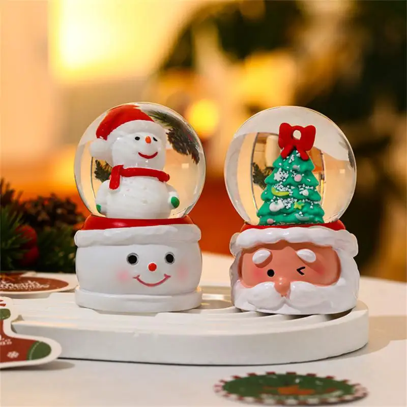 New Christmas Crystal Ball Ornament Resin Crystal Ball With Music Snow Glass Ball For Thanksgiving Gifts Festival Decoration