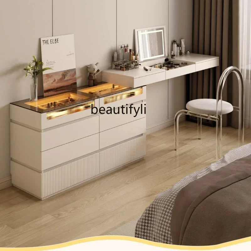 

Wardrobe dresser integrated ultra-thin bedside storage flip dresser floor-standing jewelry cabinet furniture