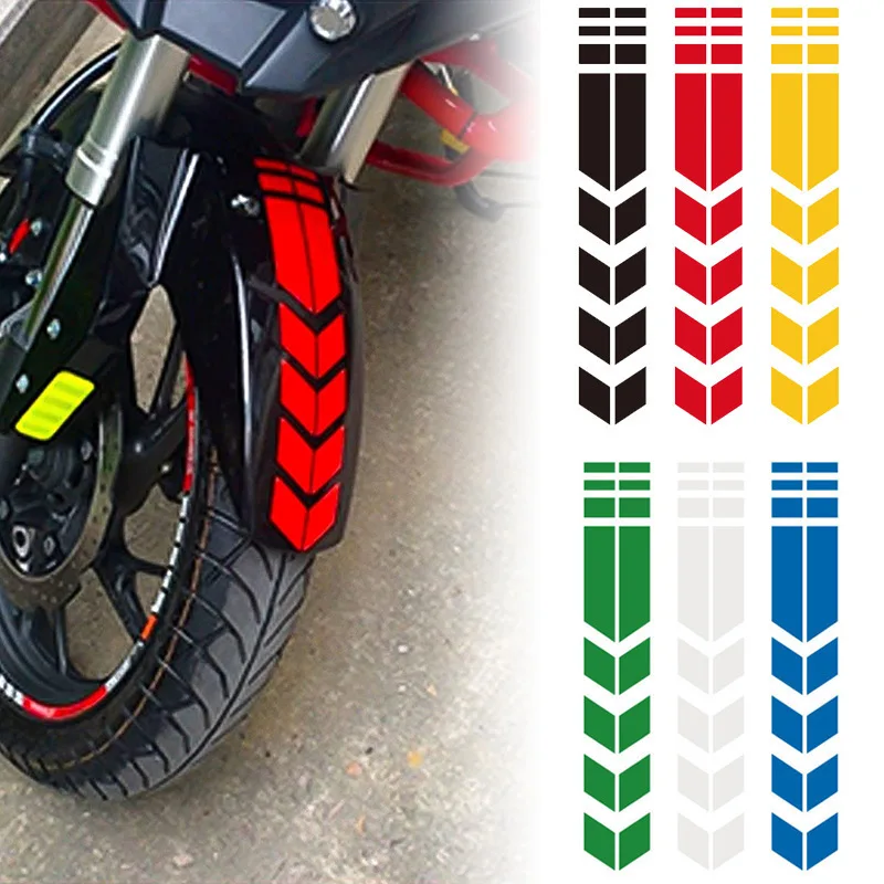 Motorcycle Arrow Stripe Stickers Safety Warning Fender Paste Universal Waterproof Oilproof Reflective Motorbike Front Tape Decal