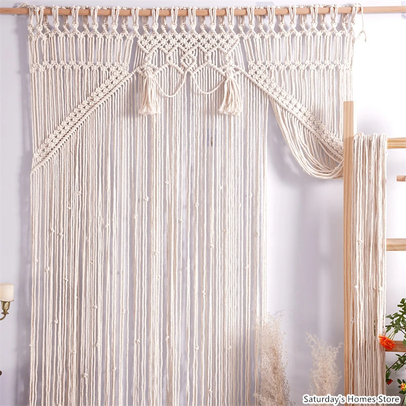 Macrame Curtain Tapestry Handwovwen Tassel Pendant Bohemia Door Curtain Tapestry Window Curtain Tapesrtry Wedding Background