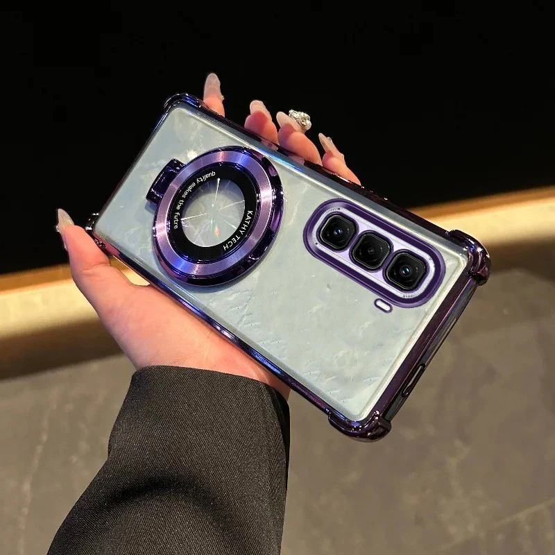 

For Infinix Note50Pro Case Luxury Plating Stand Shockproof Clear Case For lnfinix Hot50ProPlus 50i 40Pro 50S smart10 9 8 SPARKGo