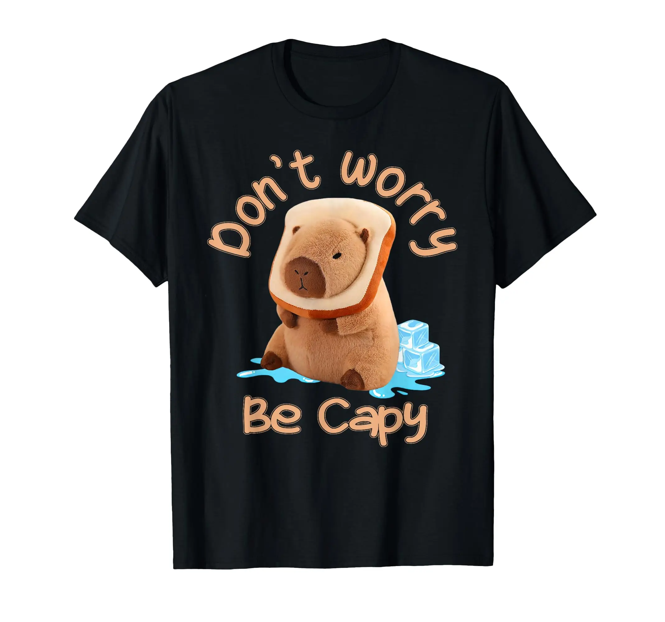 Capybara Don't Worry Be Capy Distressed T-Shirt Classic Logo T Shirt and Stickers, Unisex Adult T Shirt Collection