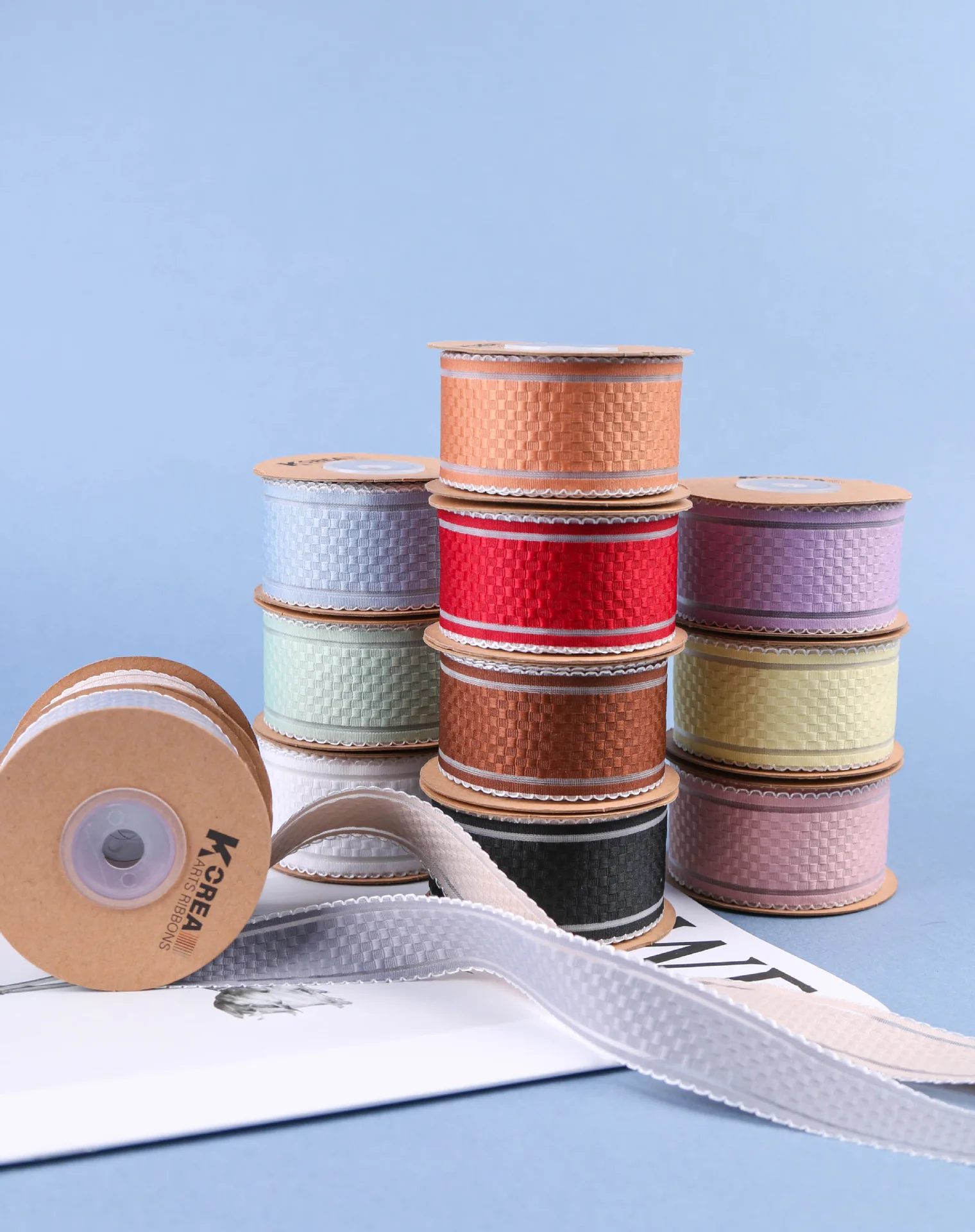 10 Yards 38MM Karo-/Band-/Holzkantenbänder Haarschleifen DIY-Handwerk Handgefertigte Accessoires YM2023052001 – Detail 6
