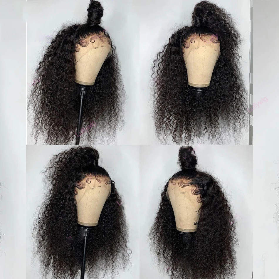 Macio preplucked 26 Polegada longo 180 densidade natural preto perucas dianteiras do laço para mulheres kinky encaracolado com cabelo do bebê sem cola boa textura