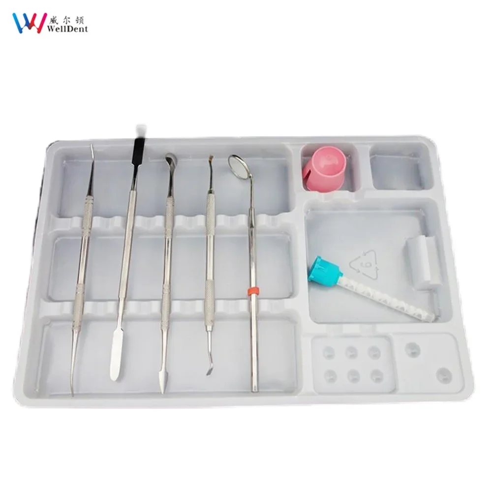 100pcs Dental Disposable Plastic Instrument Segregated Partition Trays Placed Small And Large Dental Consumable