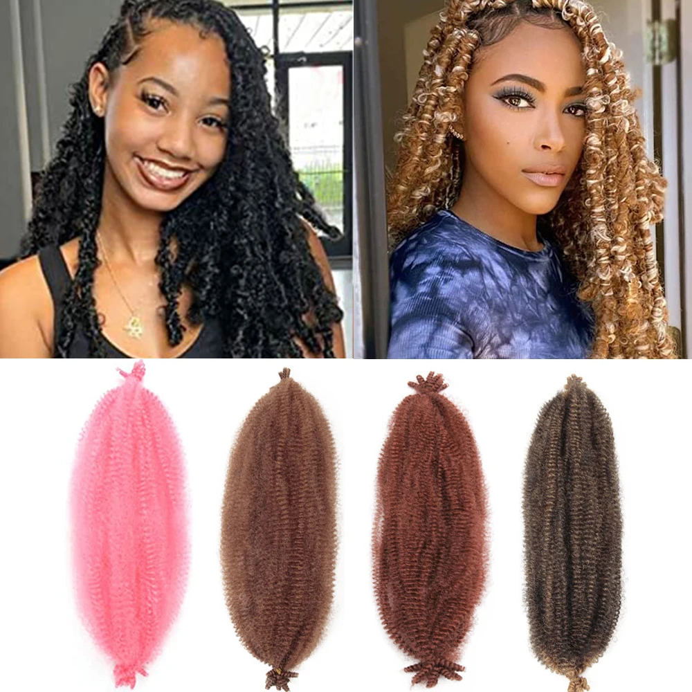 Extensions de Cheveux Synthétiques Afro Twist, 8 Mèches, Tressage au Crochet, Crépus, Mode, 105y