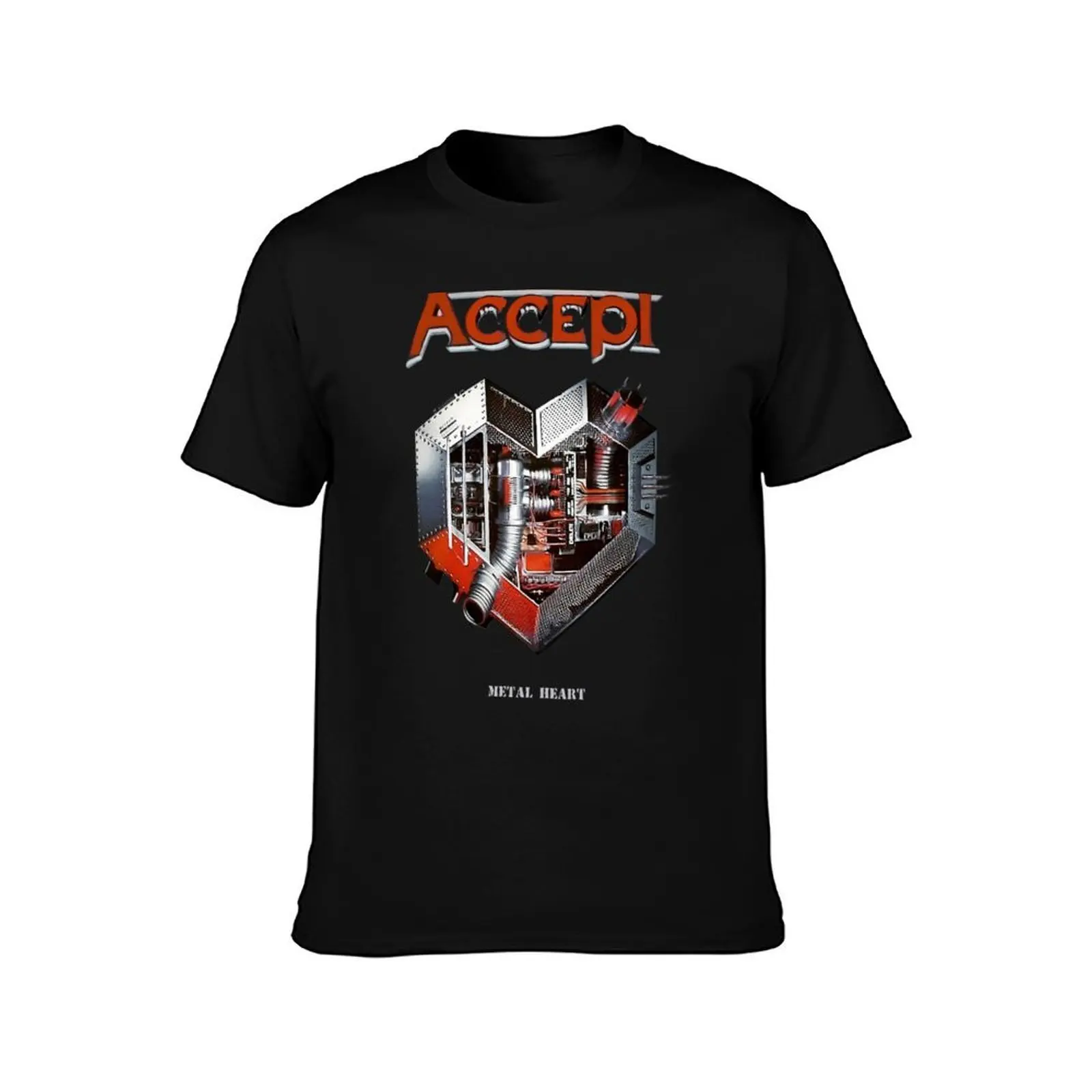 Accept - Metal Heart T-Shirt Simple Solid Color Crew Neck Tee T-Shirt
