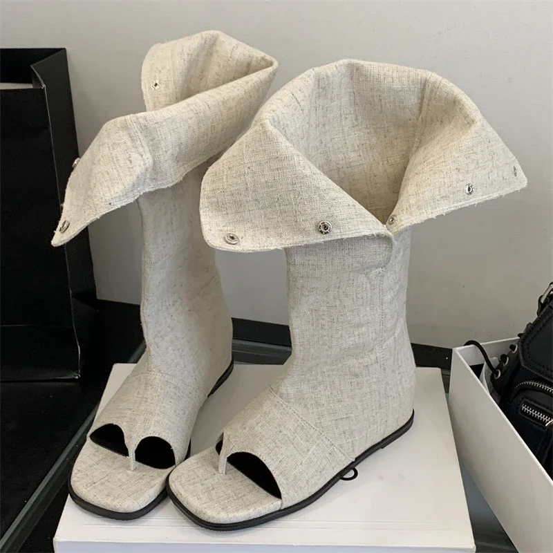 

Aneikeh дизайнерские женские сапоги до колена с квадратным застежкой на носок, сандалии, модные ботильоны на пуговицах, женская обувь на плоском каблуке