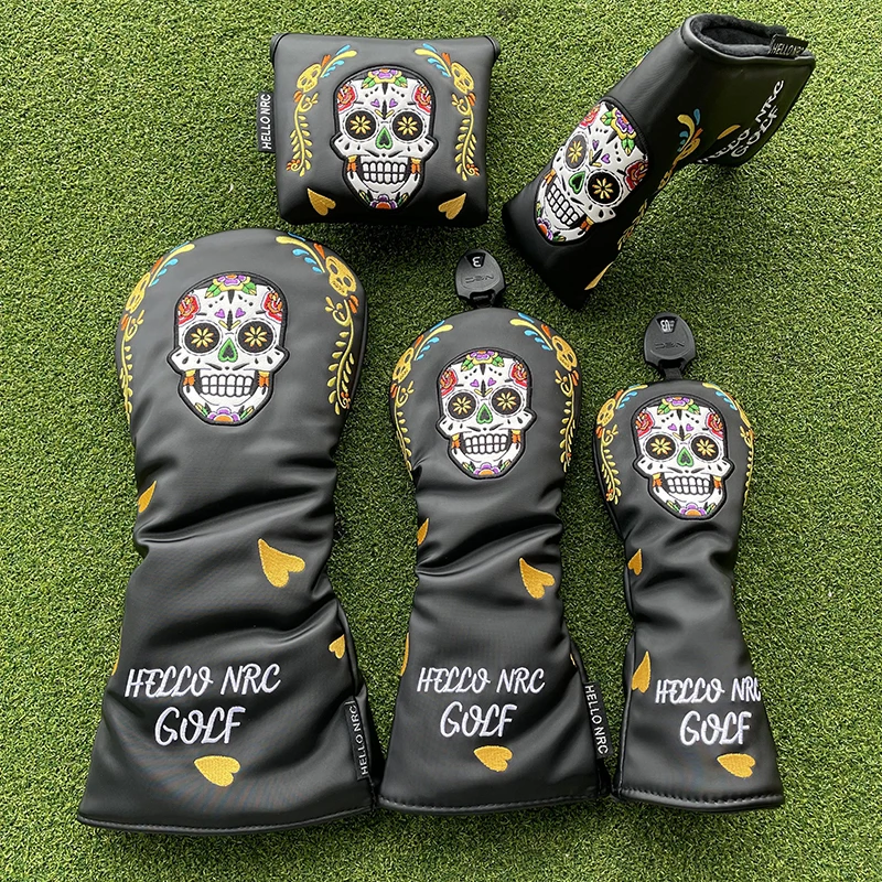 Mexican skull Golf Club Wood Headcovers Driver Fairway Woods Hybrid Cover Golf club head protective sleeveIceIce skeleton