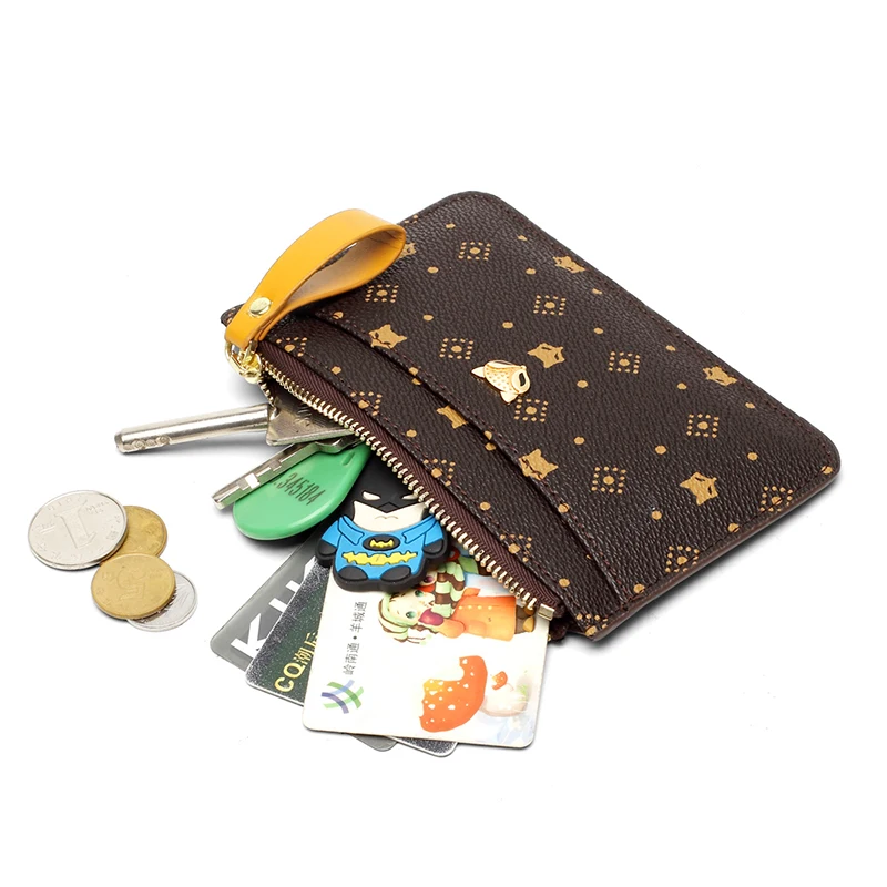 FOXER Dompet Kartu Mini PVC Wanita Merk FOXER 2025 Terbaru, Dompet Koin Lucu dan Modis dengan Gantungan Kunci