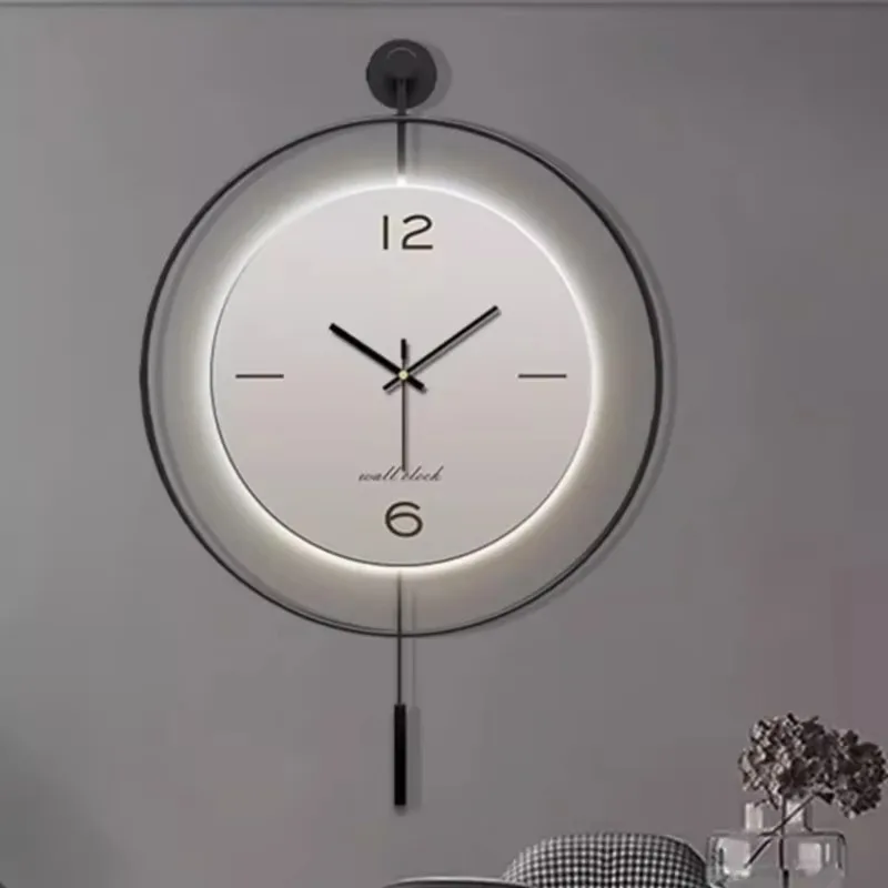 Pendulum Silent Wall Clocks Art Modern Living Room Minimalist Big Luminous Wall Clock Nordic Design Relogio De Parede Home Decor