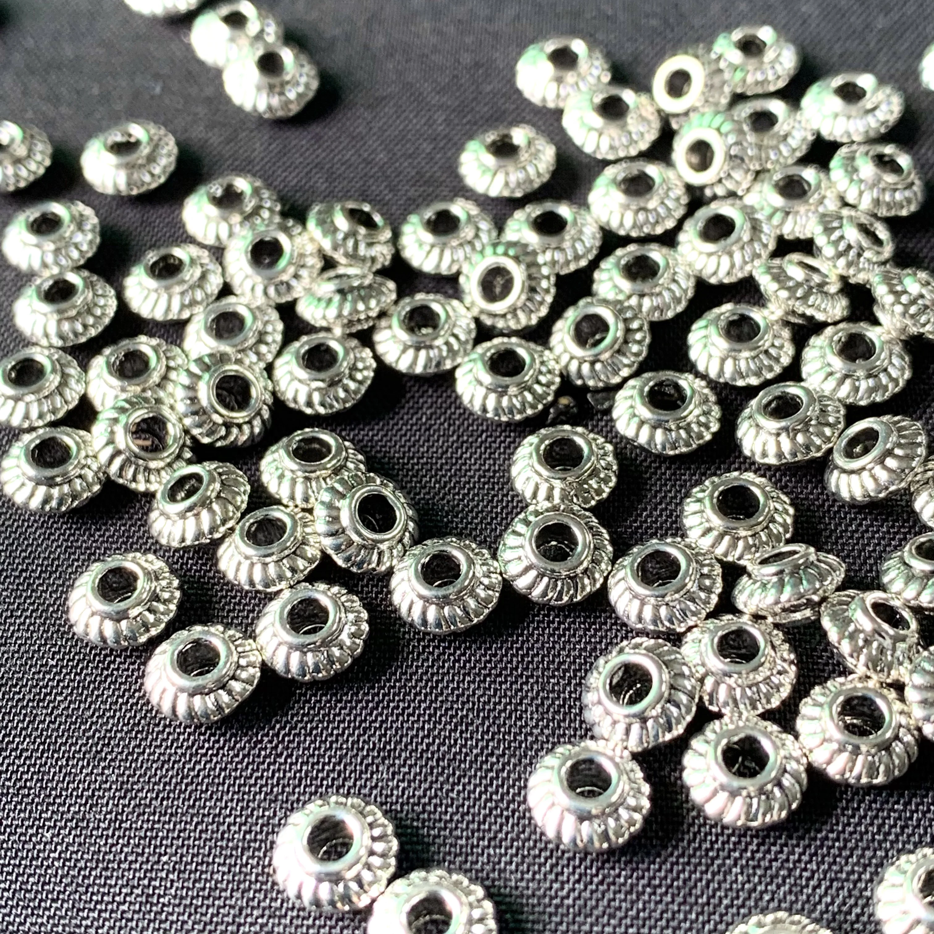 50pcs Alloy Tibetan Silver Plum Bead Big Hole Loose Spacer Beads  Fit European Charm Bracelets For Jewelry Making