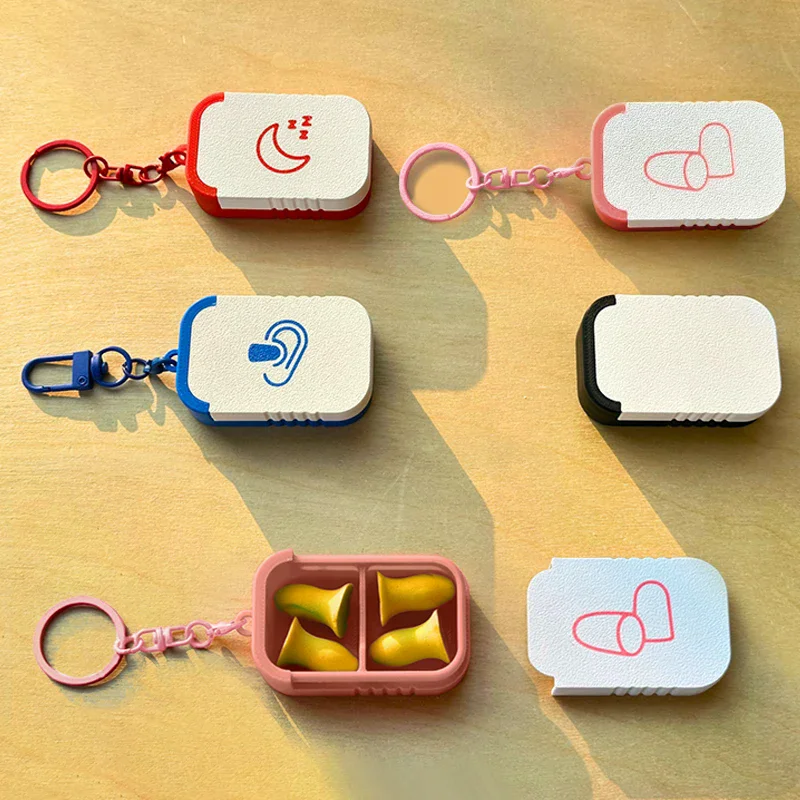 1pc Mini Earplugs Storage Box With Keychain Portable Ear Plug Holder Container For Jewelry, Vitamins, Earring Pills, Small Items