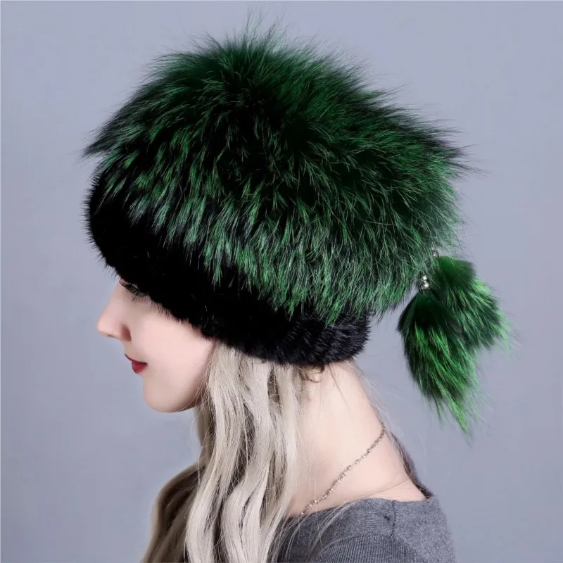 

New style headscarves fashionable women's fur hats silver for adults