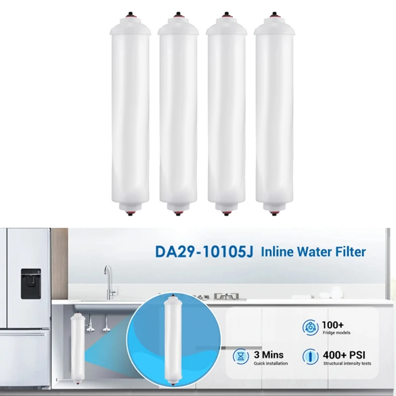 DA29-10105J Inline Water Filter Universal Refrigerator Filter  Coconut Shell Activated Carbon Rod Filter  4 Pcs