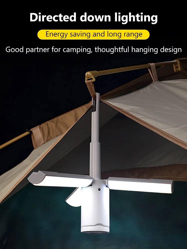 Folding Outdoor Camping Portable Rechargeable High Capacity Lighting Student Dormitory Hanging Tent Hanging Light Lantern