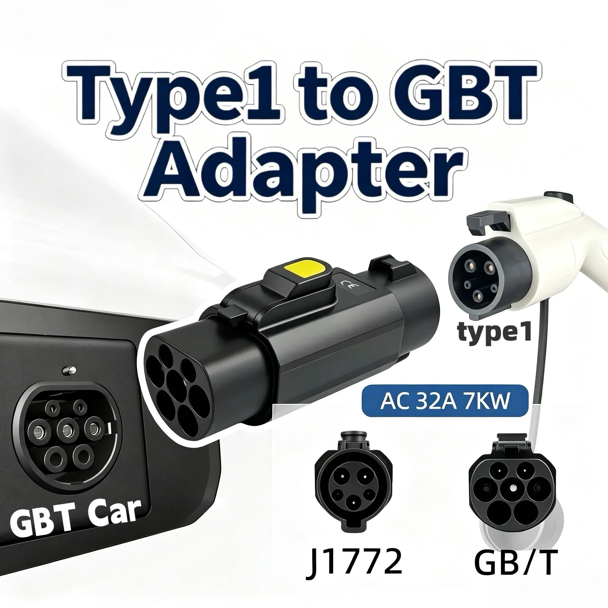 Type1 to GB/T Charging AdapterCar Accessories EV Connector for J1772 Wallbox EVSE to Charge GBT Vehicles Fits GBT Charging Port