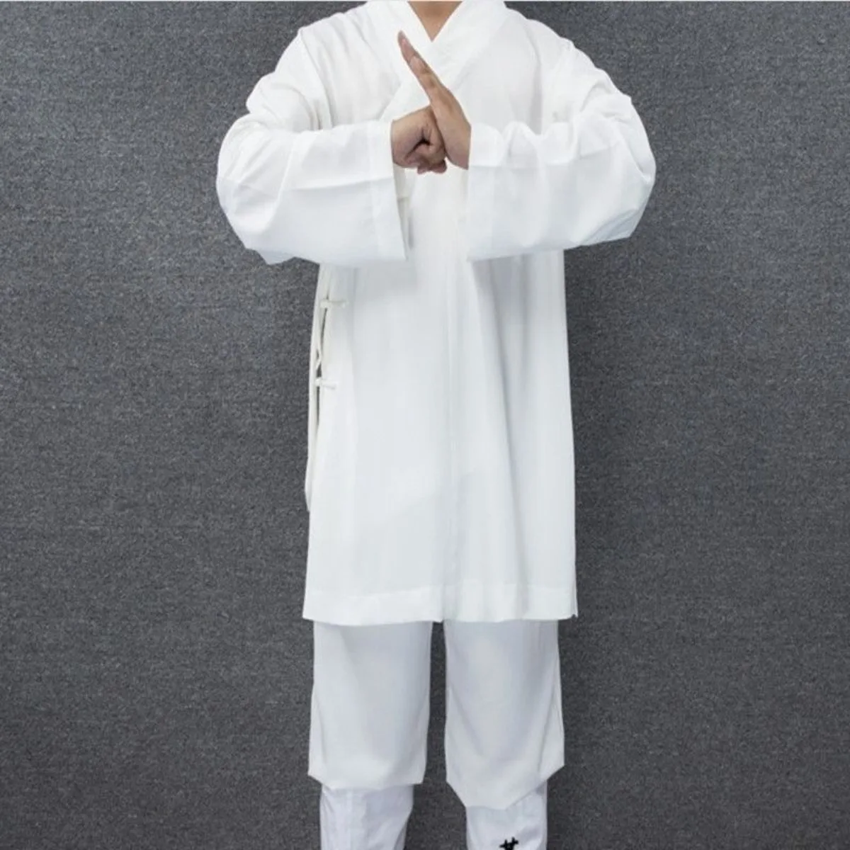 Original White Ming Hanfu Set, Round Collar Robe with Zhidao Inner, Taoist Base Layer for Layering New Style Clothes