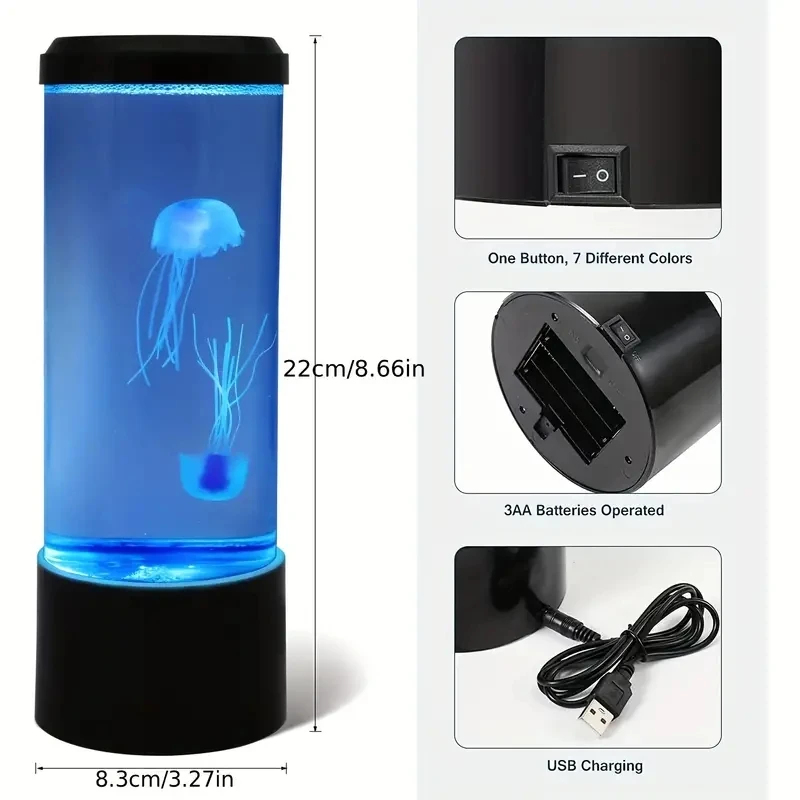 Jellyfish Lava Lamp, Aquarium Ocean Night Lights，7Colors LED Jellyfish Mood Lights With For Home Bedroom Desktop Decoration Gift