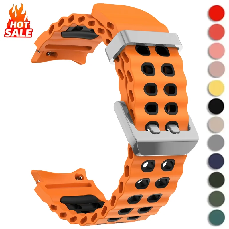 حزام لساعة سامسونج جالاكسي 7 FE 5 6 4 كلاسيك 5 برو 40 44 ملم بدون فجوات سوار من السيليكون كوريا لساعة جالاكسي 6 watch4 حزام