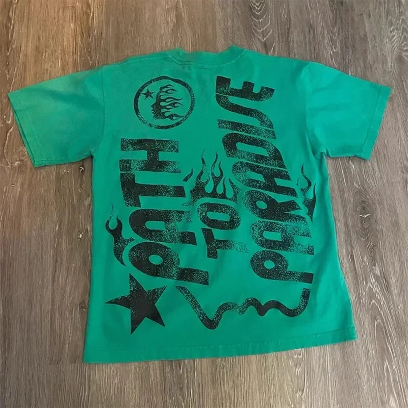 Hellstar Heren Kleine Pre Owned Pad T-Shirt Heren En Dames Katoenen T-Shirts Met Korte Mouwen