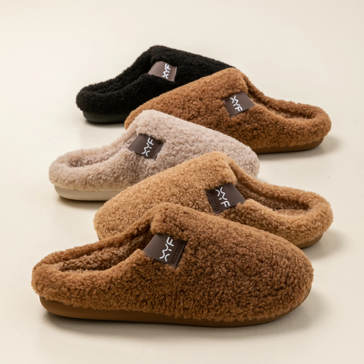 Men's Autumn Winter Slippers Indoor House Shoes, Non-Slip Warm Soft Plush Slip-Ons, Couple's Cozy Breathable Quiet Home Slippers