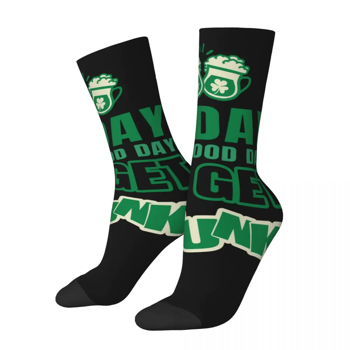 Funny Happy Men's Compression Socks Good Day To Drunk Retro Harajuku Drinking Beer Hip Hop Novelty Casual Crew Crazy Sock