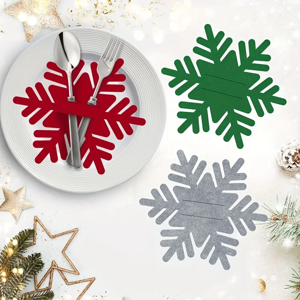 36pcs Christmas Felt Placemats,Felt Cutlery Holder, Utensil Clips, Tablecloth Placement, Adds Color to Your Holiday Party Table