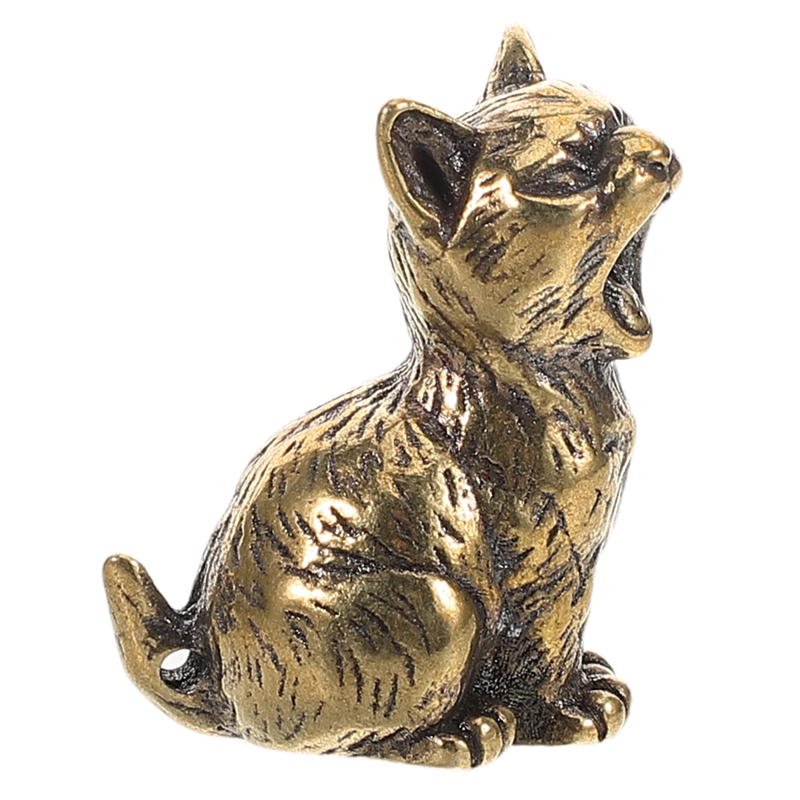 

Solid Brass Miniature Tabletop Sculpture Collectibles Ornament Retro Kitten Statue Home Decor