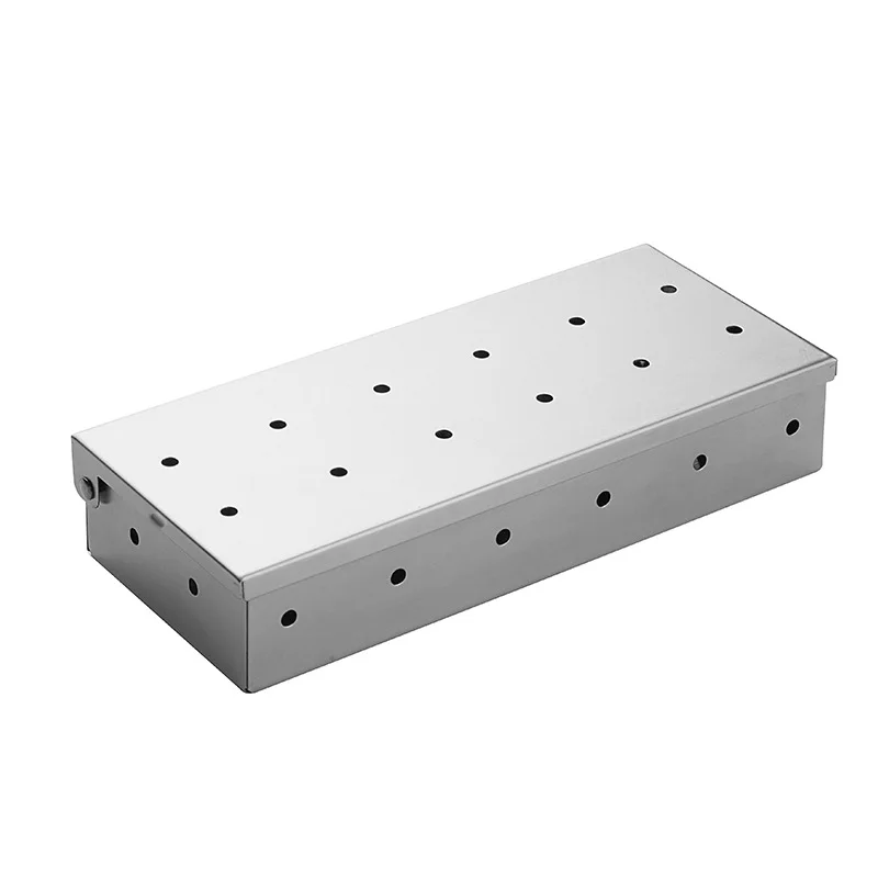 

Stainless Steel Smoker Box for Wood Chips BBQ Grilling Apple Wood Chips Box on Gas Grill or Charcoal Grills Barbecue Accessories