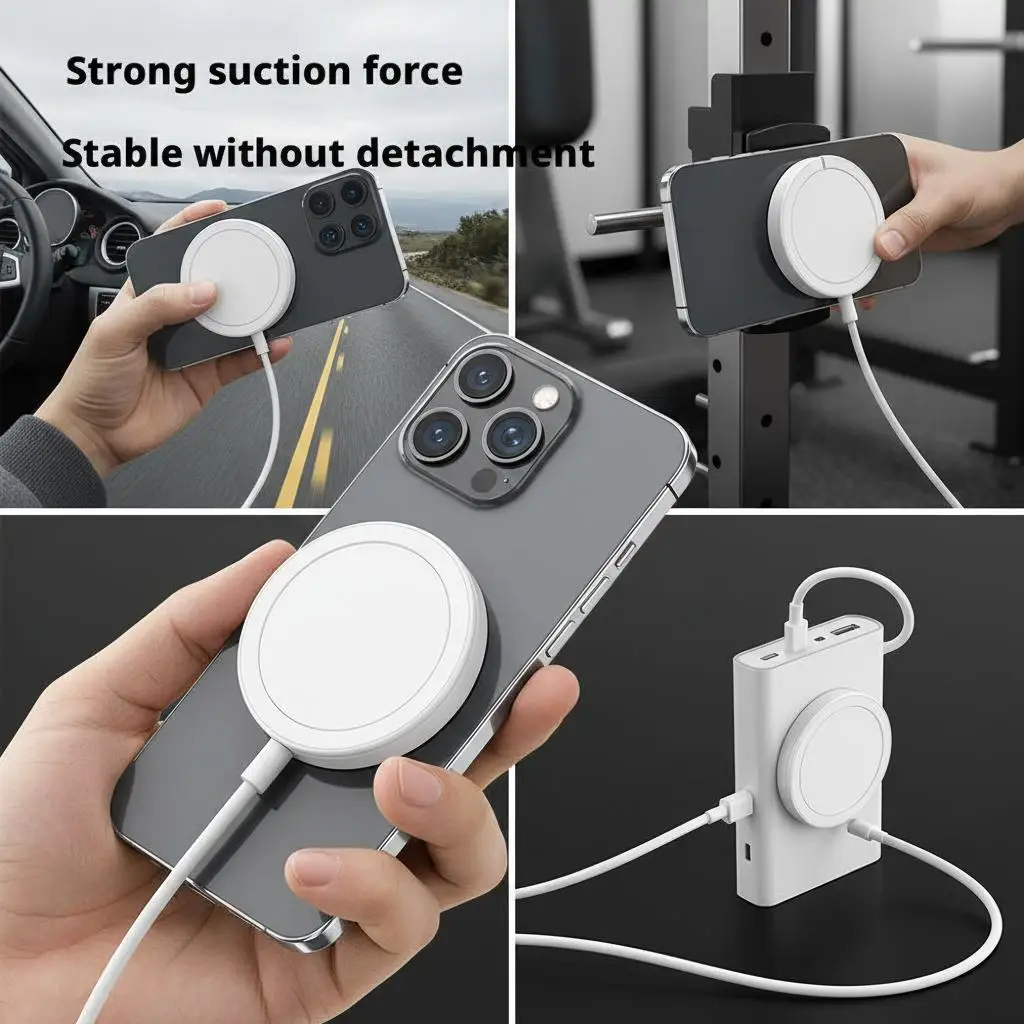 Magnetyczna podstawka ładująca do telefonu, uchwyt na telefon z magnetycznym ładowaniem bezprzewodowym, wspornik na telefon komórkowy do iPhone 17 Magsafe ﻿