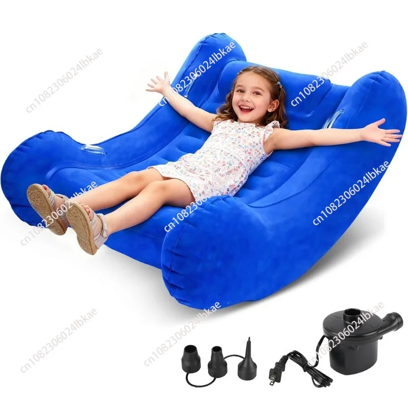 Inflatable Rocking Chair ,Portable Flocked Air Sofa with Electric Pump for Indoor/Outdoor