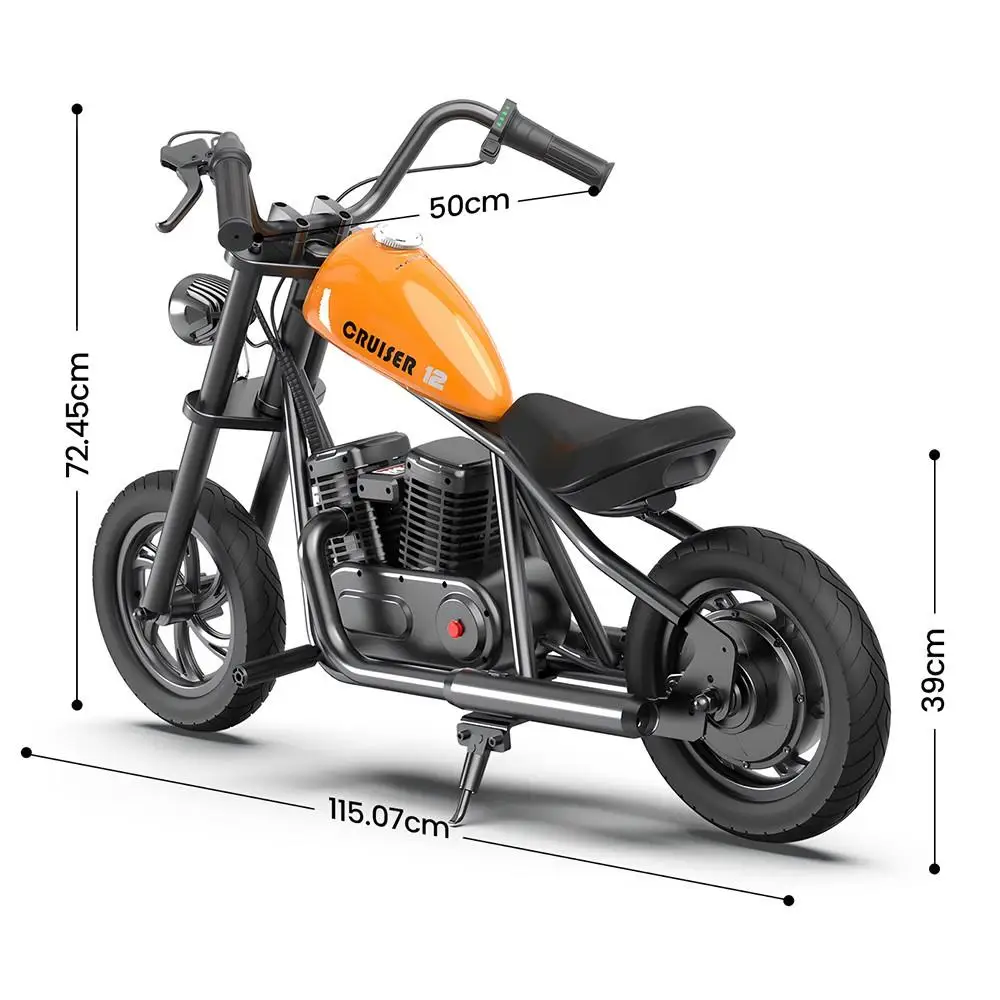 HYPER GOGO Cruiser 12 elektryczny motocykl Chopper dla dzieci 24V 5.2Ah 160W, rower dziecięcy z oponami 12 \'x 3\', 12KM górny zasięg