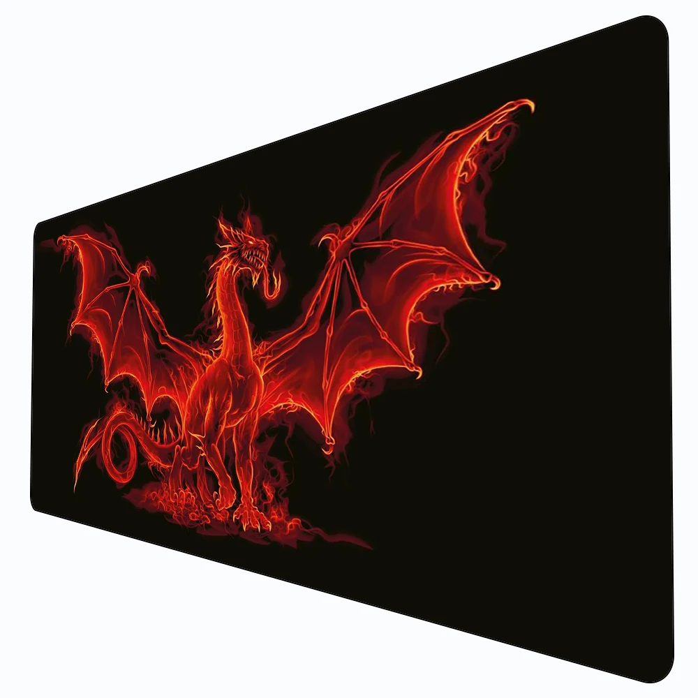 Red Fire Dragon Mouse Pad Card Game Mat Large Computer Offices Mousepad XXL Non-slip for MTG DTCG CCG RPG Trading Card Desk Mats