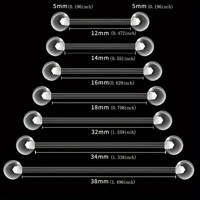10 قطعة 12-38 مللي متر واضح الاكريليك الحديد ثقب ل حلقات للحلمات من الفولاذ اللسان الصناعية وأقراط مجوهرات مضادة للحساسية