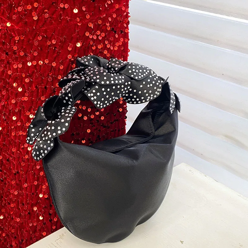 Schleifen-Dinner-Tasche, elegante Seiden-Satin-Lippenstift-Handtasche, Umhängetasche – Detail 3