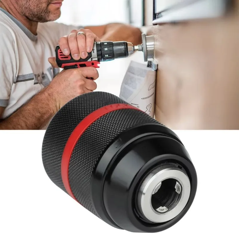 0.8-10 mm Keyless 3/8-24 UNF Threaded Metal Bit Chuck Self-Locking Bit Chuck Hand Drill Quick Change Conversion