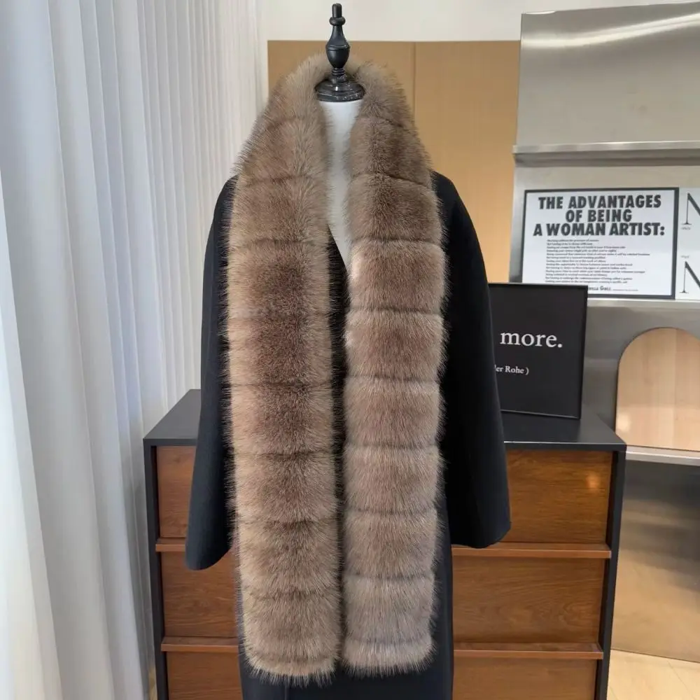 Thick Fluffy Scarf Warm Neck Warmer Winter Scarf Thermal Insulation Imitation Mink Fur Long Faux Fur Scarf Skiing