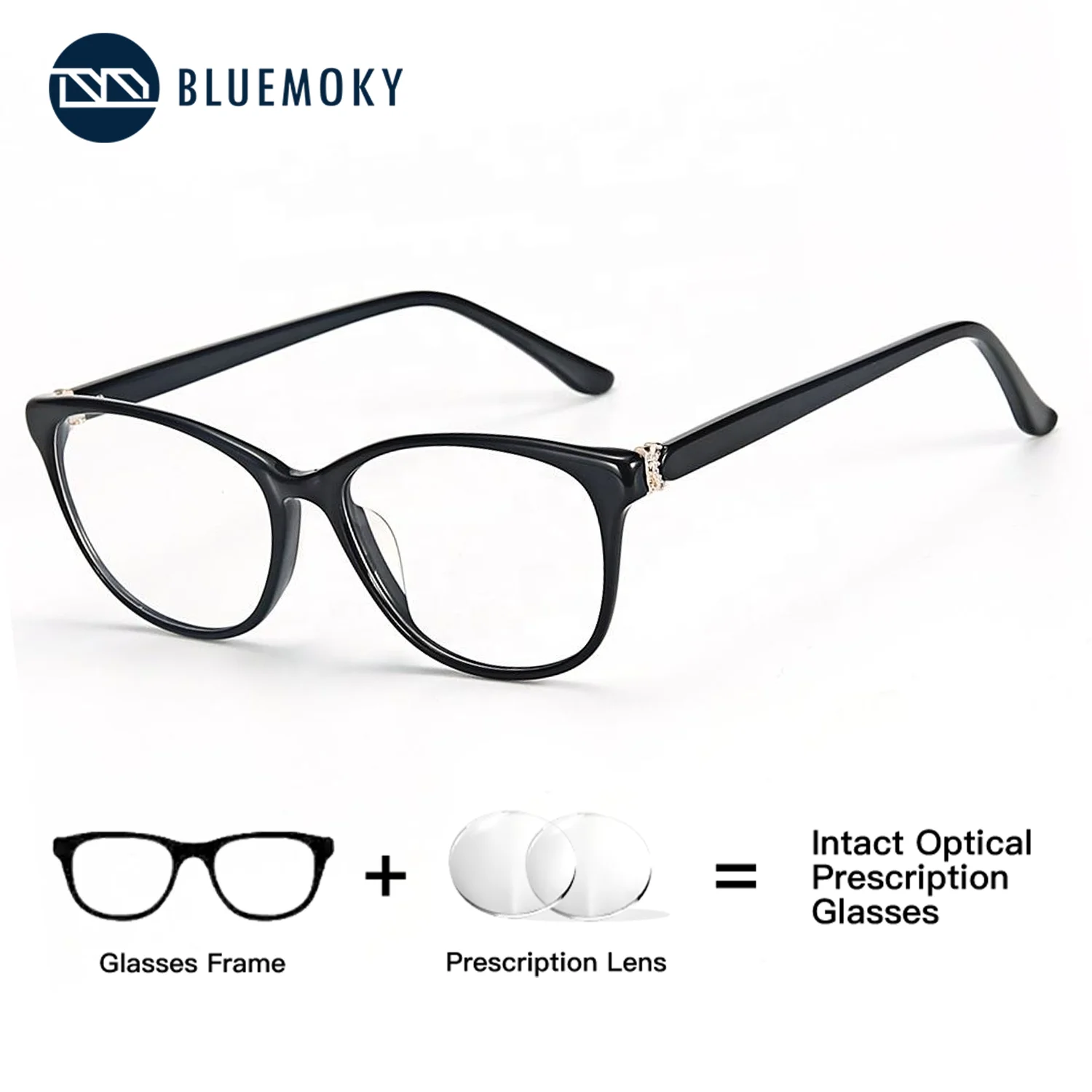 

BLUEMOKY (XXS Size) Fashion Round Prescription Eyeglasses for Handmade Acetat Photochromic Optical Progressive Glasses for Women