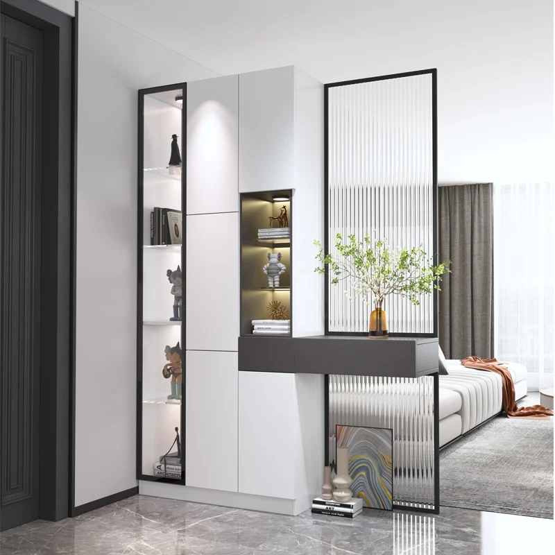 

Door entrance cabinet shoe integrated modern simple wine double-sided screen small apartment glass parti
