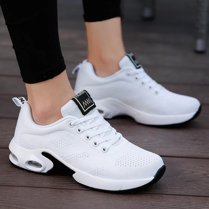 Frauen Fashion Air Kissen Sport Lauf Flache Weichen Boden Sneaker Mesh Atmungs Beiläufige Schuhe für Frauen 2021zapatillas Mujer