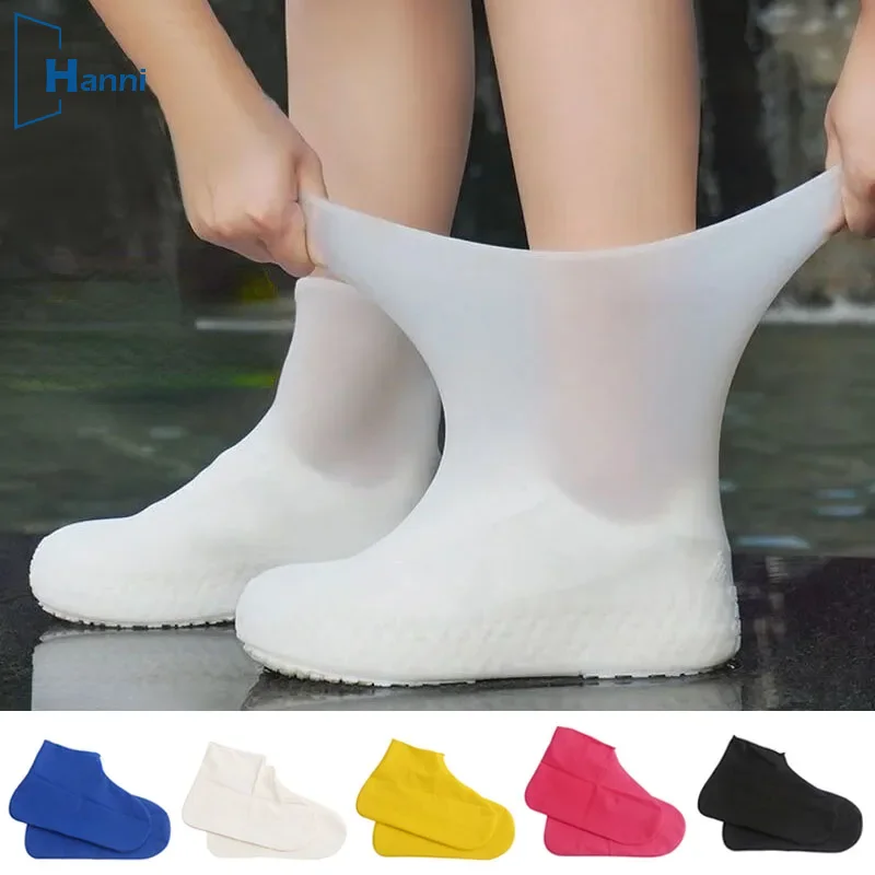 1pair Reusable Latex Rain Shoes Cover Waterproof Rain Boot Overshoes Rainy Day Outdoor Walking Shoes Protective Cover Anti Dirty