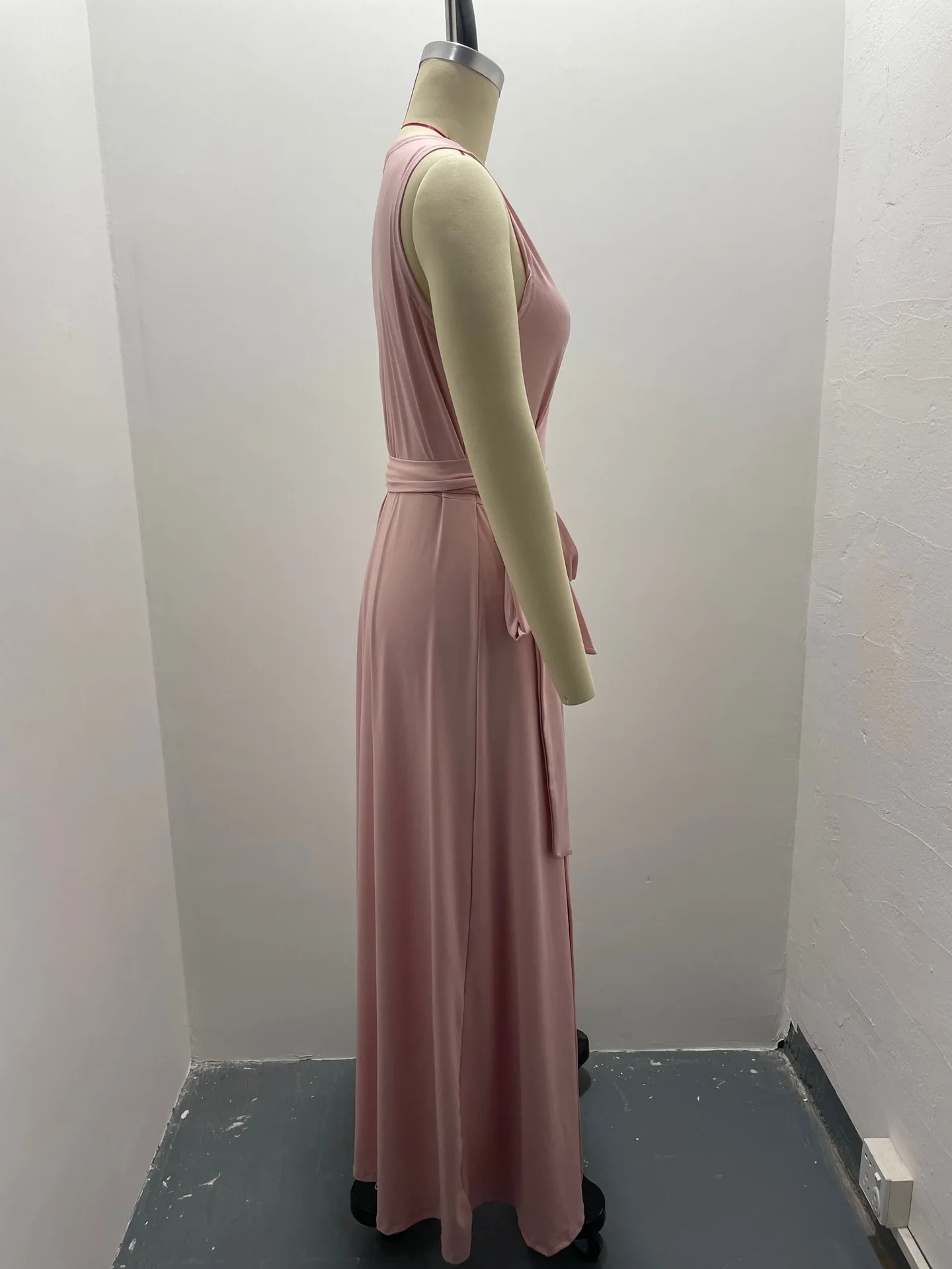 2025 sommer Neue Mode frauen Kleid Tie-neck V-ausschnitt Lange Abendkleid Kleid für Frauen Party Gala – Detail 3